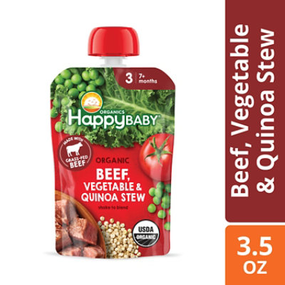Happy Baby Organics Stage 3 Blends Beef Vegetables & Quinoa Stew Baby Food Pouch - 3.5 Oz - Image 1