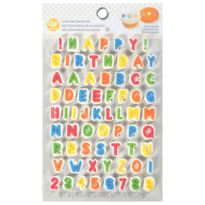 Wilton Icing Decorations Dot Matrix Happy Birthday Letters Numbers 68ct - EA - Image 1