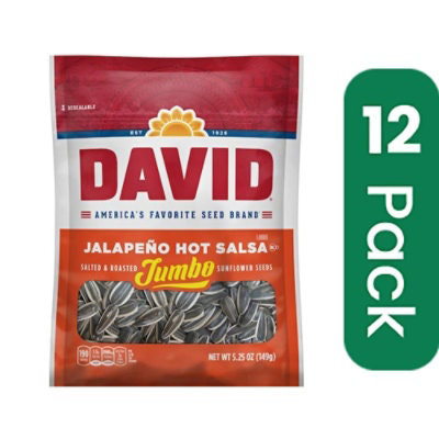 Conagra David Sunflower Seed - Jalapeno - 12 Bags Total (5.25 oz Per Bag) - Image 1