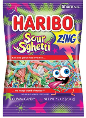 Haribo Zing Confectionery Sour Sghetti Gummi Candy - 7.2 Ounce (Pack of 8) - Image 1