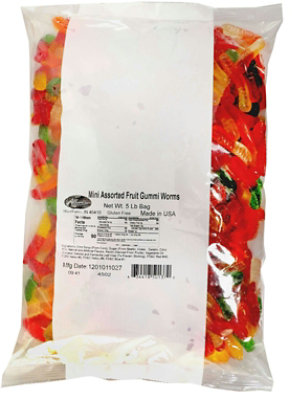 Albanese Mini Assorted Fruit Gummi Worms - 5 Pound (Pack of 4) - Image 1