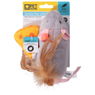 Pet Zone Jumbo Rat Cheese Cat Toy - EA - Image 3