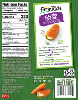 Farm Rich Breaded Jalapeno Peppers Filled With Cream Cheese - 17 OZ - Image 6