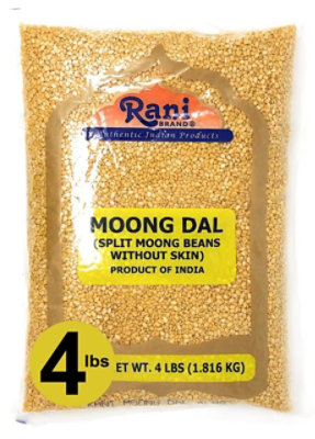Rani Brand Authentic Indian Products - Moong Dal (Split Moong Beans Skinless) - 64oz (4lbs) 1.81kg - Image 1