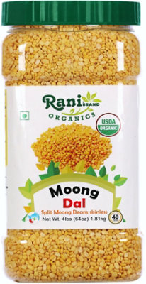 Rani Brand Authentic Indian Products - Organic Moong Dal (Split Moong Beans Skinless) - 64oz (4lbs) - Image 1