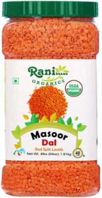 Rani Brand Authentic Indian Products - Organic Masoor Dal (Red Split Lentils) - 64oz (4lbs) 1.81kg - Image 1