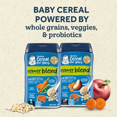 Gerber Cereal 3rd Foods Carrot Apple Probiotic Oatmeal Lentil Baby Cereal Canister - 8 Oz - Image 2