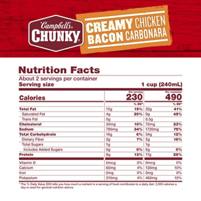 Campbell's Chunky Creamy Chicken Bacon Carbonara Soup - 18.8 Oz - Image 4