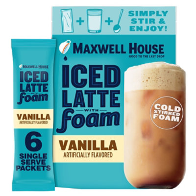 Maxwell House Iced Vanilla Latte with Foam Instant Coffee Drink