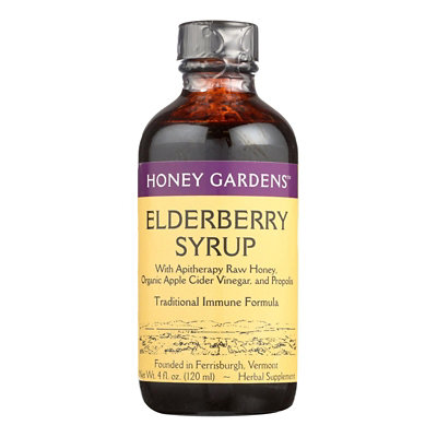 Honey Gardens Apiaries Elderberry Syrup - Apitherapy Raw Honey - Propolis and Elderberries - Cough - 4 oz - Image 1