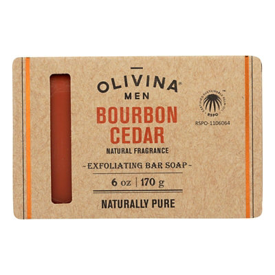 Olivina Men - Exfol Soap Bourbon Cedar - 6 oz - Image 1