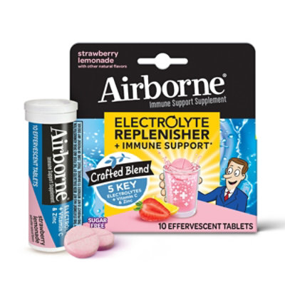 Airborne Electrolyte Strawberry Lemonade Effervescent Tabs - 10 Count - Image 2
