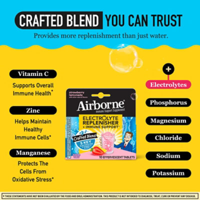 Airborne Electrolyte Strawberry Lemonade Effervescent Tabs - 10 Count - Image 4