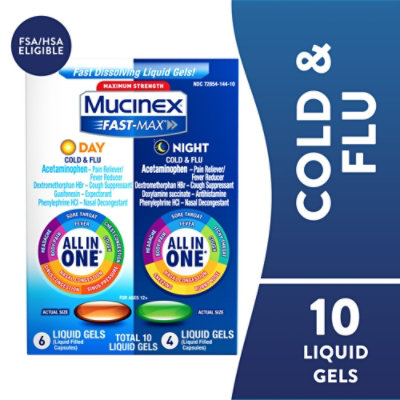 Mucinex Fast Max Cold Flu Sore Throat Liquid Gels - 10 Count - Image 1