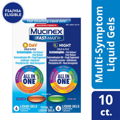 Mucinex Fast Max Cold Flu Sore Throat Liquid Gels - 10 Count - Image 1