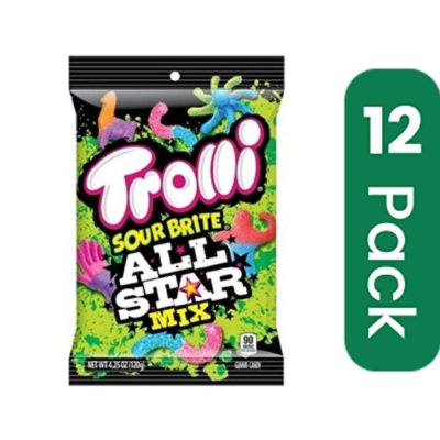 Trolli Sour Brite Crawlers All Star Mix Gummi Candy - 4.25 Ounce (Pack of 12) - Image 1
