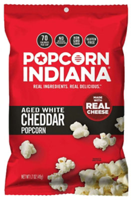Popcorn Indiana Popcorn - Aged White Cheddar - 6 Packs Total (1.7 oz Per Pack) - Image 1