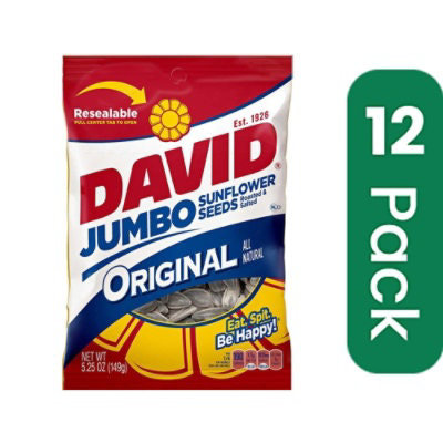David Sunflower Seed - Original Jumbo - 12 Packs Total (5.25 oz Per Pack) - Image 1