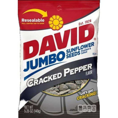 Davids Sunflower Seeds - Cracked Pepper Jumbo - 12 Packs Total (5.25 oz Per Pack) - Image 2