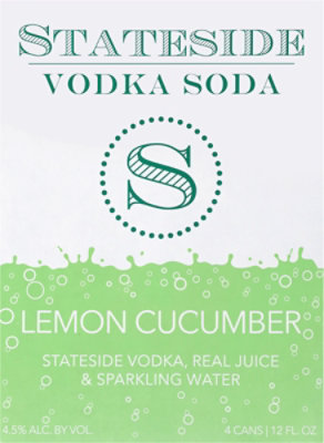 Stateside Lemon Cucumber Mint Vodka Soda - 4-11.2 Fl. Oz. - Image 4