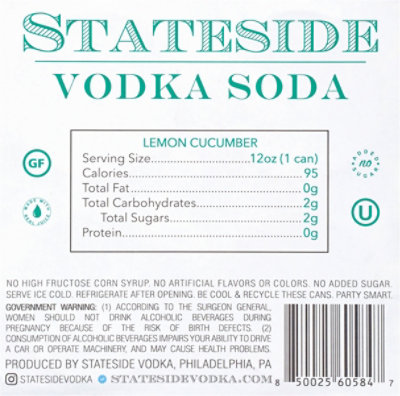 Stateside Lemon Cucumber Mint Vodka Soda - 4-11.2 Fl. Oz. - Image 4