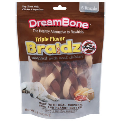 DreamBone Triple Flavor Braidz With Real Chicken Rawhide-Free Dog Chews 5 Count Bag - 11.8 Oz - Image 2