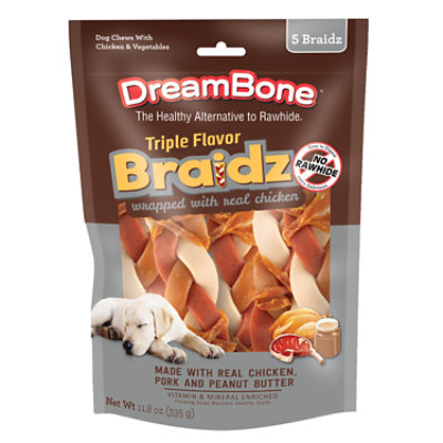 DreamBone Triple Flavor Braidz With Real Chicken Rawhide-Free Dog Chews 5 Count Bag - 11.8 Oz - Image 1