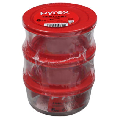 Pyrex 2 Cup 473 Ml Red Round Glass Storage Value Pack - 6 Count - Image 3