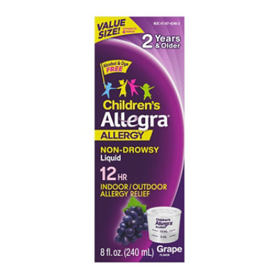 Allegra Childrens Gramsape Flavor 30mg 12hr Relief Oral Suspension Liquid - 8 Fl. Oz. - Image 2