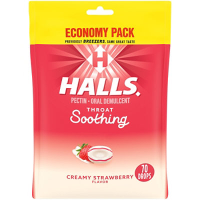 Halls Throat Soothing Creamy Strawberry - 70 Count - Image 1