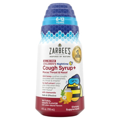 Zarbee's Kids All-in-one Nighttime Ages 6-12 Cough Syrup - 4 Fl. Oz. - Image 3