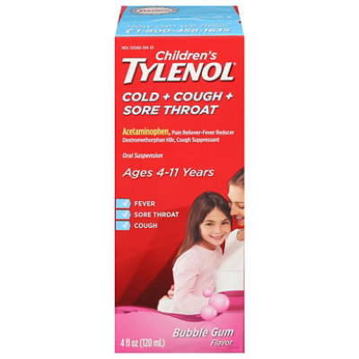 Children's Tylenol Cold Cough And Sore Throat Bubblegum Flavored Medicine - 4 Fl. Oz. - Image 3