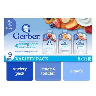 Gerber Fruit & Yogurt Toddler Food Variety Pack 9 Count - 9-3.5Oz - Image 1