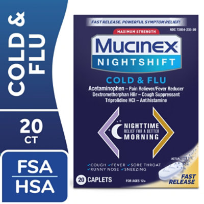 Mucinex Nightshift Cold & Flu Maximum Strength Nighttime Relief Caplets - 20 Count - Image 2