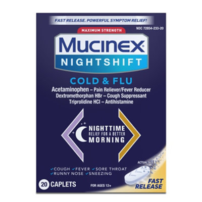 Mucinex Nightshift Cold & Flu Maximum Strength Nighttime Relief Caplets - 20 Count - Image 3