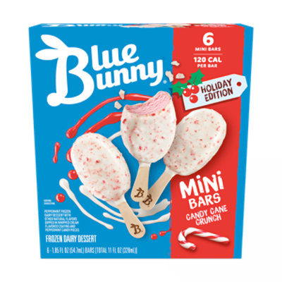 Blue Bunny Candy Cane Crunch Mini Bars, 6Count, 6-1.85 Fl. Oz. - 6-1.85 Fl. Oz.