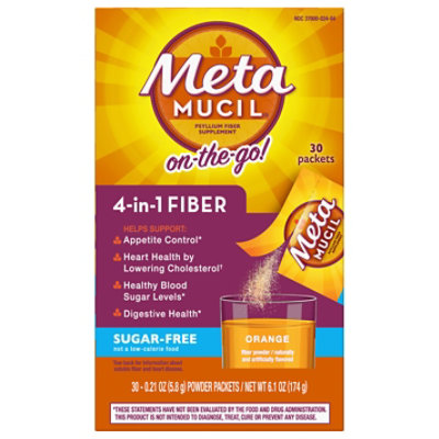 Metamucil On The Go Psyllium Husk Fiber Supplement 4 In 1 Fiber For Digestive Health Sugar Free - 30 Count - Image 3