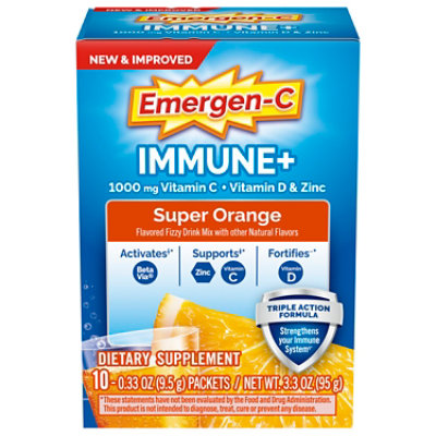 Emergen-c Immune Super Orange Powder Dietary Supplement - 10 Count - Image 1