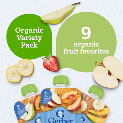 Gerber 2nd Foods Organic Baby Food Variety Pack Fruit And Veggie Favorites Pouches - 9-3.5 Oz - Image 2