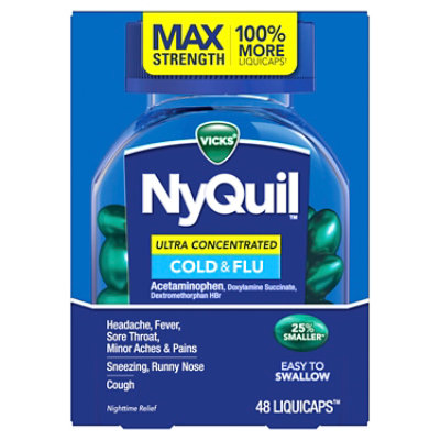 Vicks NyQuil Ultra Concentrated Cold & Flu Liquidcaps - 48 Count - Image 1