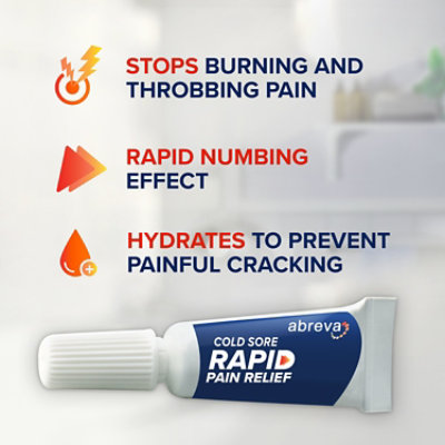 Abreva Cold Sore Rapid Pain Relief 1x3g - 3 Grams - Image 2