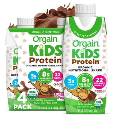 Orgain Kids Organic Nutritional Protein Shake Chocolate - 4 Count - Image 1