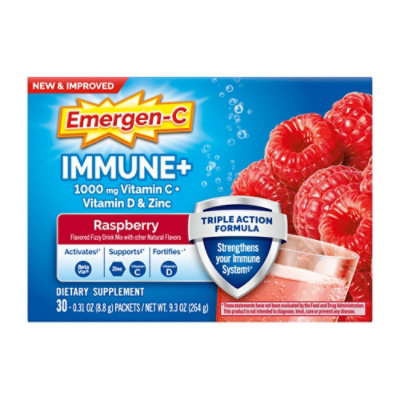 Emergen-C Immune Raspberry Powder - 30 Count - Image 1