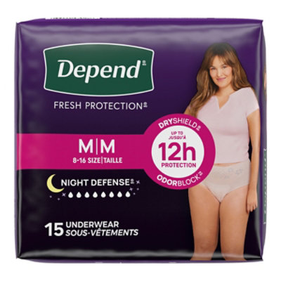 Depend Night Defense Adult Medium Blush Absorbency Incontinence Underwear - 15 Count - Image 8