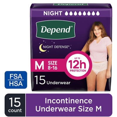 Depend Night Defense Adult Medium Blush Absorbency Incontinence Underwear - 15 Count - Image 1