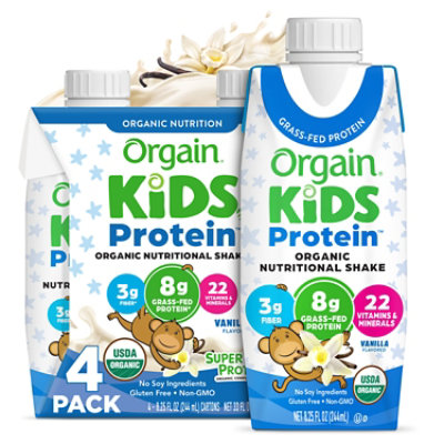 Orgain Kids Protein Organic Nutrition Shake-vanilla 4 Count - 8.25 Fl. Oz. - Image 1