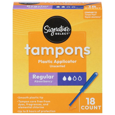 Signature Select/Care Tampon Regular Unscented Plastic - 18 Count - Image 3