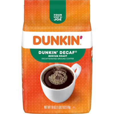 Dunkin' Original Medium Roasted Decaf Ground Coffee - 18 Oz - Image 1