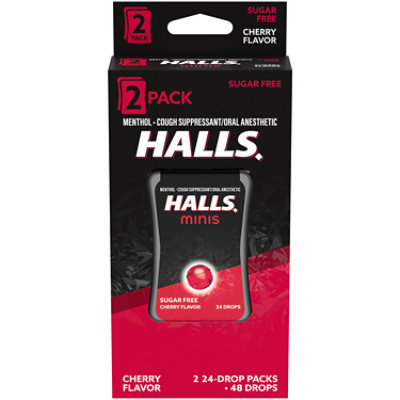 Halls Minis Sugar Free Cherry Cough Drops - 48 Count - Image 1