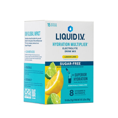 Liquid I.V. Sugar Free Hydration Multiplier Lemon Lime Electrolyte Powder Drink Mix - 15 Count - Image 3